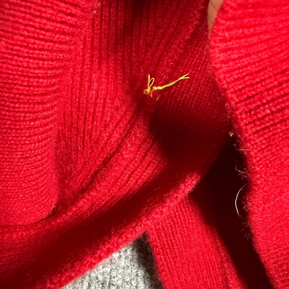 Burberry Size Small Cardigan Sweater Red Wool Blend Ribbed Asymmetrical Button - Picture 6 of 9